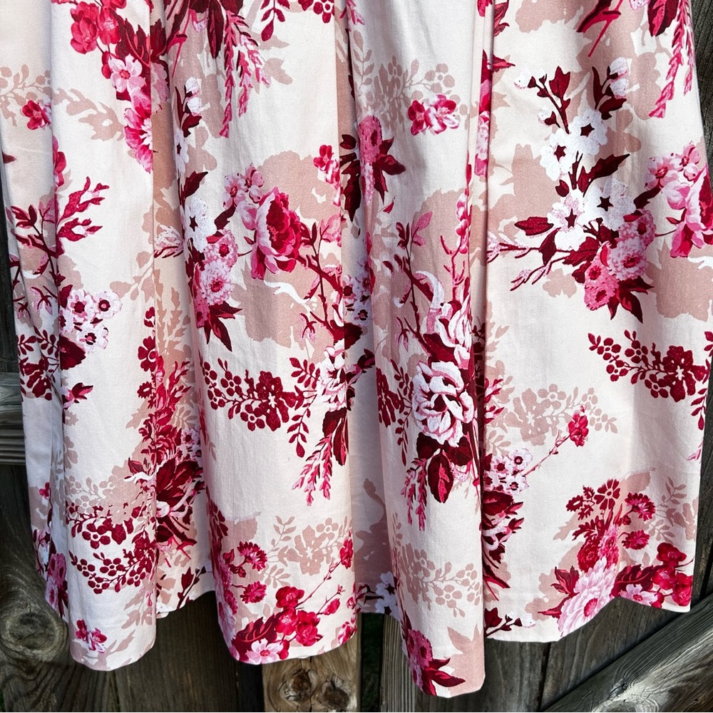 Alex Marie Pink Floral A-Line Skirt Size 12 Cotton Blend Sateen - Picture 7 of 7